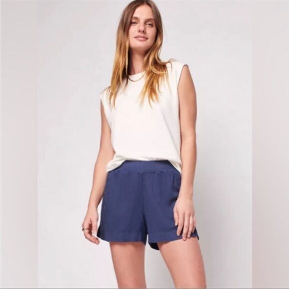 Faherty Arlie Day Linen Blend Blue Distressed Shorts Summer Spring Resort Wear - Picture 1 of 12